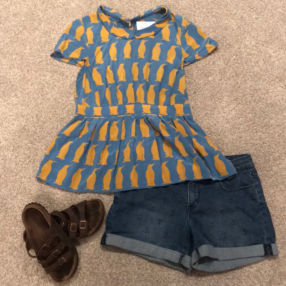 Penguin silk top from Anthropologie
